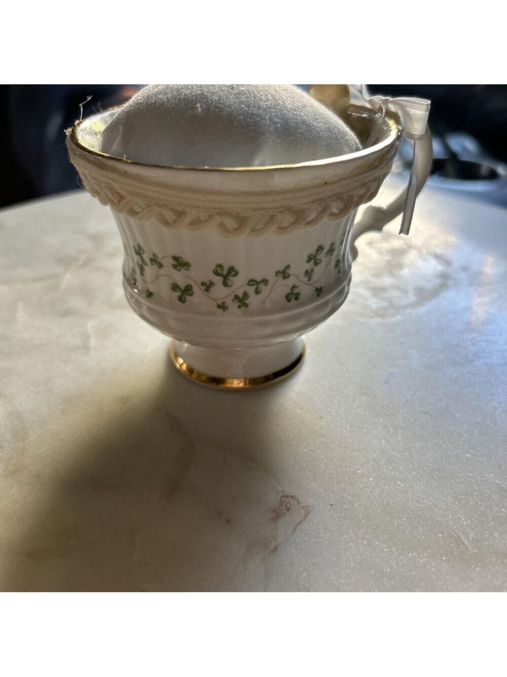 Handcrafted made in Galway Ireland China cup pin cushion